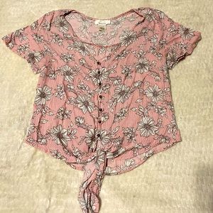 Floral top with a tie